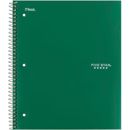 Five Star Spiral Notebook + Study App, 5 Subject, College Ruled Paper, 8-1/2" x 11", 200 Sheets, Fights Ink Bleed, Water Resistant Cover, Forest Green (72079) (Pack of 6) - color: Green, size: 1 Count (Pack of 6)