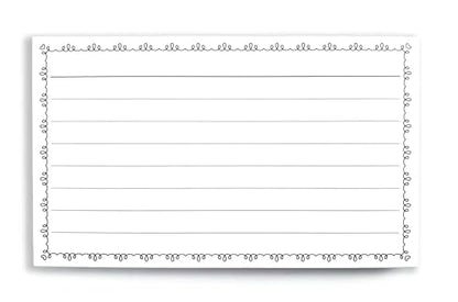 PPAPPAPPIYO Cute Doodle Border 3x5 Index Cards (50 Pack) - Aesthetic Heart Frame Lined Note Cards, 260gsm Heavyweight Thick Flashcards for Studygram, School, Journaling (Black, 3x5)