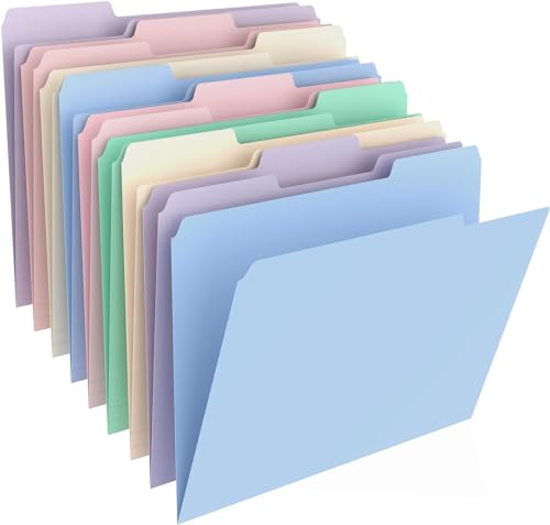 HABGP 9 Pcs Manilla Folders 8.5 x 11 Inch, 1/3-Cut Tab Colored File Folders Letter Size, Plastic Folders Aesthetic, School Business Office Manila Folders for Documents Paper - size: 9 Pack
