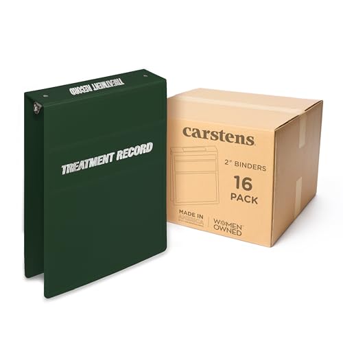 Carstens 2-Inch Heavy Duty Round Ring Binder for Treatment Administration Records – Top Opening Forest Green, Case of 16, Durable Plastic, No Pockets, Holds 300 Letter Sheets, Made in USA, (1787-3RCS) - color: Hunter Green, size: 2", Case of 16