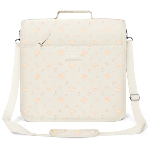 SUNEE Zipper Binder 3 Ring, 3 Inch O-Ring with Handle and Shoulder Strap, 600-Sheet Capacity, 5-Tab Expanding File Folder, Multi-Pockets for Middle School Organizer Binder with Zipper, Pink Floral - color: Pink Floral