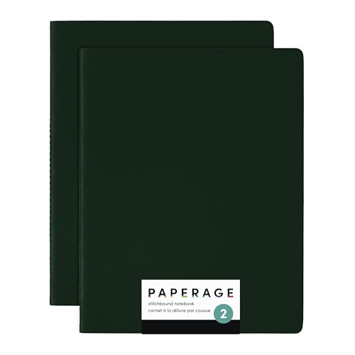 PAPERAGE Soft Cover Blank Journal Notebook, 2 Pack, (Dark Green), 100 Pages, Large 7.5 inches x 9.5 inches, Ideal for Sketch Book, Note Taking & Travel Journal - color: Dark Green, style: Plain 100pgs (2 Pack)