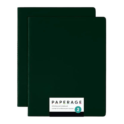 PAPERAGE Soft Cover Blank Journal Notebook, 2 Pack, (Dark Green), 100 Pages, Large 7.5 inches x 9.5 inches, Ideal for Sketch Book, Note Taking & Travel Journal - color: Dark Green, style: Plain 100pgs (2 Pack)