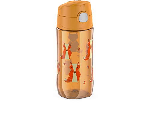 THERMOS FUNTAINER 16 Ounce Stainless Steel Vacuum Insulated Bottle with Wide Spout Lid, Fox Friends - color: Fox Friends