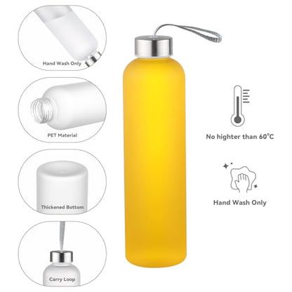 novelinks 6 Pack 27OZ Frosted Water Bottles with Stainless Steel Silver Lid,Leakproof Gym Bottles, Reusable Sport Water Jug for Fitness Camping Office - color: Frosted-27oz-6Pack