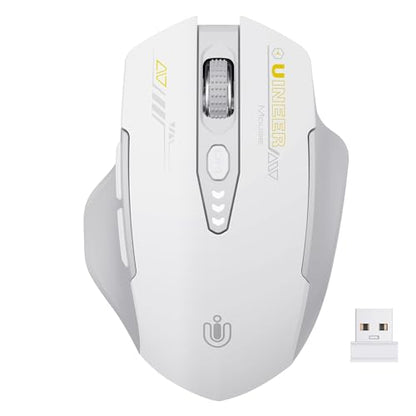 Uineer Wireless Mouse,[Upgraded] Rechargeable 2.4GHz (Battery Level Visible) Ergonomic Computer Mouse,4 Levels DPI, Wireless Mice for Laptop PC Computer(Grey and White) - color: Gray and White