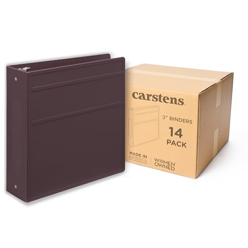 Carstens 3-Inch Heavy Duty 3-Ring Binder - Side Opening, Plum, Durable Plastic, Precision No-Gap Rings, Waterproof Cover, No Pockets, Holds 400 US Letter Sheets, BPA-Free, Made in USA (1711-3R) - color: Mulberry, size: Case of 14
