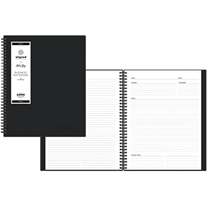 Blue Sky Aligned Notes Professional Business Notebook, Flexible Cover, Twin-Wire Binding, Perforated Pages, 8.5" x 11", Black - size: 8.5" x 11"