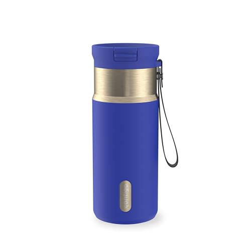 Contigo SnapSeal 473.2ml(16온스) 스테인리스 스틸 진공 단열 물병, 누출 방지 자동 닫힘 뚜껑(빨대 호환) 및 휴대용 스트랩, BPA 프리 및 납 프리, 식기세척기 사용 가능 - color: 와일드 인디고 샴페인, size: 16온스