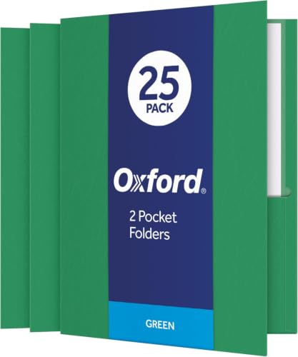 Oxford Two Pocket Folders, Textured Paper, Green, for School, Home, and Office, Letter Size, 25 Per Box (57503EE) (Pack of 5) - color: Green, size: 25 Count (Pack of 5)