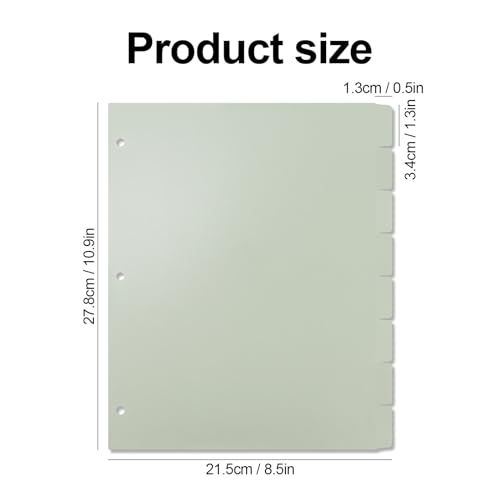 Buqoo 3 Ring Binder Dividers with 8 Writable Tabs - Sturdy Sage Green Plastic Index Dividers, Letter Size 8.4"x10.9" for School, Office, Planner & Journal - color: Sage Green