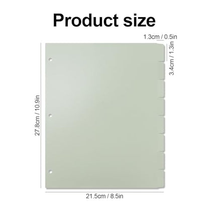 Buqoo 3 Ring Binder Dividers with 8 Writable Tabs - Sturdy Sage Green Plastic Index Dividers, Letter Size 8.4"x10.9" for School, Office, Planner & Journal - color: Sage Green
