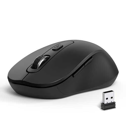 Wireless Mouse for Laptop, PC, Chromebook, Mac, MacBook, Silent Wireless Mouse with USB Nano Receiver, Side Button, 2400 DPI, Anti Slip Roller, 6 Button Ergonomics Cordless Computer Mice - Black - color: AT258-Black