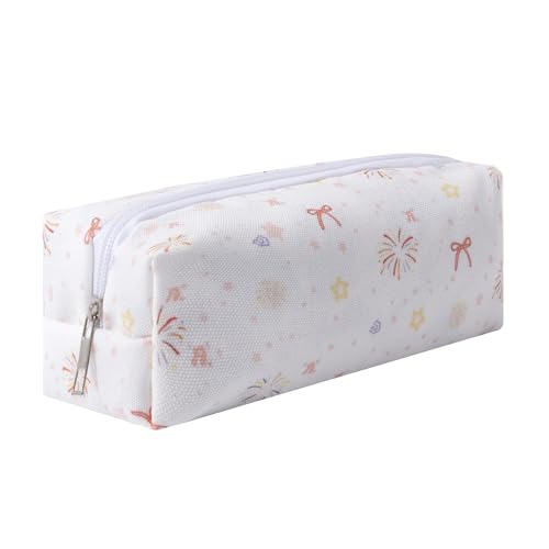 Large Capacity Canvas Pencil Case for Students Cute Aesthetic Pen Pouch Stationery Organizer Bag for School Portable Makeup Bag for Daily Use Kawaii Pencil Box for Girls Teens Kids (Canvas-S) - color: Canvas-S