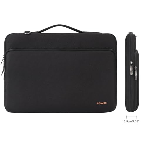 DOMISO 14 inch Laptop Case Sleeve Protective Cover Compatible with MacBook Air 15 M4 M3 M2,MacBook Pro,14-15 inch HP Dell ASUS Lenovo Chromebook,Waterproof Computer Bag with Shoulder Strap,Black - color: Black, size: 14 inch