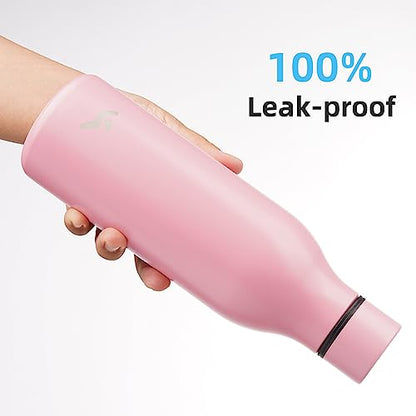 Konokyo 18 oz Insulated Stainless Steel Metal Water Bottle with Strap - color: Light Pink, size: 18 Ounces