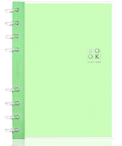 CAGIE Discbound Notebook - Customizable Notebooks 7 x 10 inch with Removable Pages 100 gsm, B5 Notebook for School with Poly Cover, 100 Pages Discbound Planner Wide Ruled, Green - color: Green, size: B5