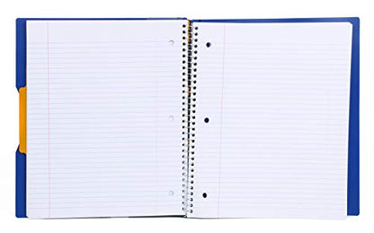 Mintra Office Durable PREMIUM Spiral Notebook, ((Blue, 1 Subject, 8.5in x 11in)), Fabric Covered Coils, No Snags, Removable Adjustable Pocket Dividers, Ruler, Organization, Customizable - color: Blue, size: 1 Subject (8.5in x 11in)