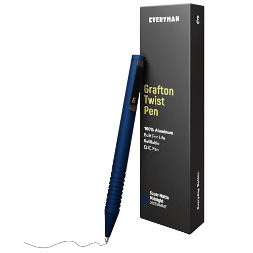 Everyman Midnight Super Matte Mini Twist Gel Pen | Compact Refillable 0.7mm Gel Pen with Twist Mechanism | Durable Metal EDC Writing Tool for Travel, Office, Work & Gifting - color: Midnight, style: Mini Twist