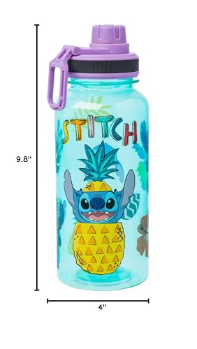 Silver Buffalo Disney Lilo and Stitch Pineapple, Plastic Water Bottle, 32oz | Twist Spout, Includes Sticker Set, You Stick Yourself, 0.95 Liters - color: Lilo and Stitch Pineapple