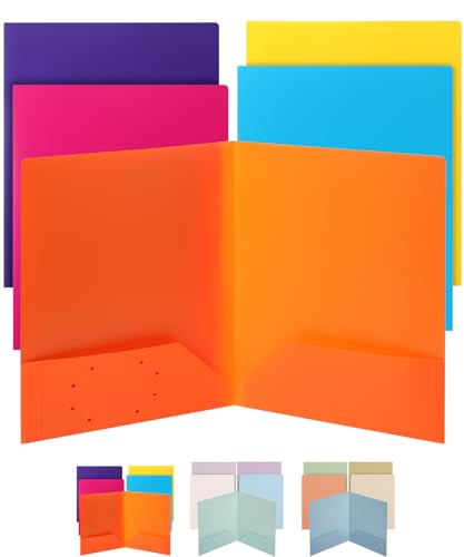 Mr. Pen- Plastic Folders with Pockets, 5 pcs | Aesthetic File Folder with Business Card Slot, 2-Pocket Folder, Back to School, Office, Filing Supplies - color: Bright Colors, size: 5 Pack