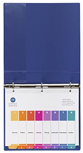 Avery 8 Tab Dividers for 3 Ring Binders, Customizable Table of Contents, Multicolor Tabs, 6 Sets (11186) (Pack of 10) - size: 8 tabs (Pack of 10)