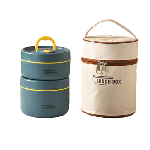 Portable Insulated Lunch Container Set, 2/3/4 Stackable Individual Stainless Steel Lunchboxes with Insulated Bag, Suitable for Work, Picnics and Camping (Blue, 2-Tier) - color: Blue, size: 2-Tier