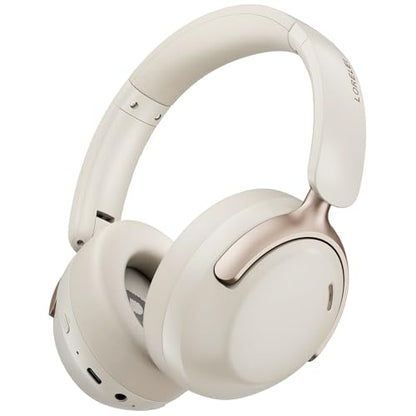 LORELEI Q30 Bluetooth Headphones Over Ear,60H Playtime & 3 EQ Music Modes,BT6.0 Headphones Wireless with Mic,Foldable Lightweight Headsets,HiFi Stereo Deep Bass for Home Travel iPad Tablet-Beige White - color: Beige White
