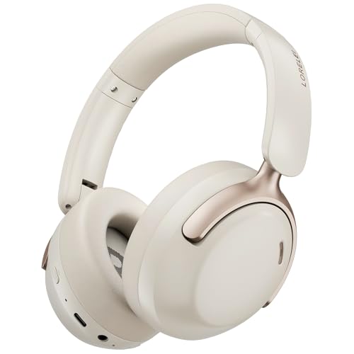 LORELEI Q30 Bluetooth Headphones Over Ear,60H Playtime & 3 EQ Music Modes,BT6.0 Headphones Wireless with Mic,Foldable Lightweight Headsets,HiFi Stereo Deep Bass for Home Travel iPad Tablet-Beige White - color: Beige White