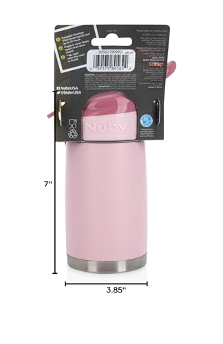 Nuby Thirsty Kids No Spill Flip-It Reflex Stainless Steel Travel Cup or Water Bottle - 10 Oz - 18+ Months - Pink - Back to School Essentials,(Pack of 12) - size: 10.1 Ounces (Pack of 12), style: Pink