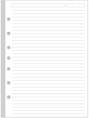 7-Hole Lined Paper Refills for Mini Binder - 100 Sheets/200 Pages Loose Leaf Line Paper, 100gsm Ruled White Pages, Desk Size 4, 5.8" x 8.5" - size: 5.8" x 8.5" - 7-Hole, style: 100 Sheets