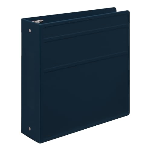 Carstens 3-Inch Heavy Duty 3-Ring Binder - Side Opening, Navy Blue, Durable Plastic, Precision No-Gap Rings, Waterproof Cover, No Pockets, Holds 400 US Letter Sheets, BPA-Free, Made in USA (1749-3R) - color: Navy Blue, size: Case of 14