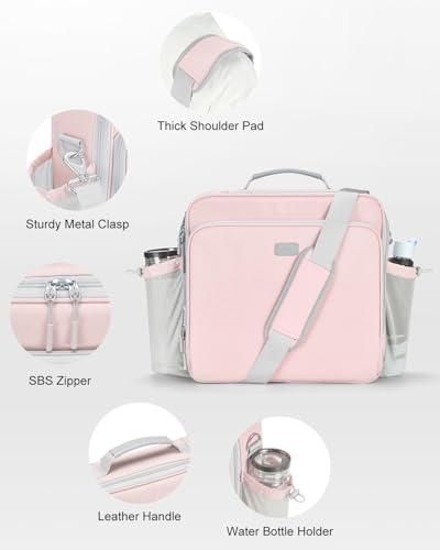 3 Inch 3-Ring Zipper Binder with Water Bottle Holder and Handle | D-Ring Zip Up Binder with Shoulder Strap, 700 Sheet Capacity, Compatible with 13" MacBook/Tablet, for School, Office, Pink - color: Pink