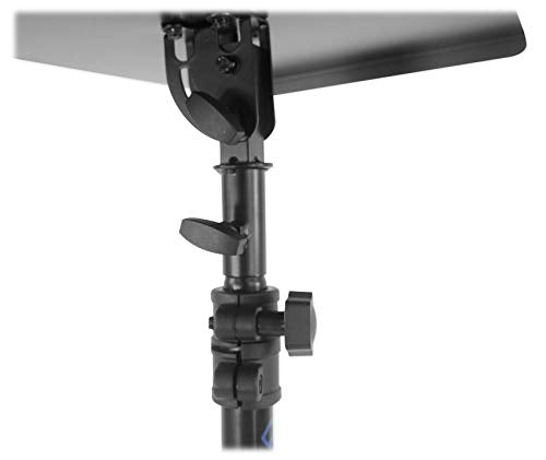 Rockville RLS68 Dual-Tray Laptop/Tablet Stand, Adjustable Height 30-51", Foldable, Portable, for DJs, Presenters, and Musicians | 30-51" Height, 22 lb Capacity, 15.75" x 11" Main Tray, 7.8" x 5.5" Side Tray, Angle Adjustment, Folding Steel Frame
