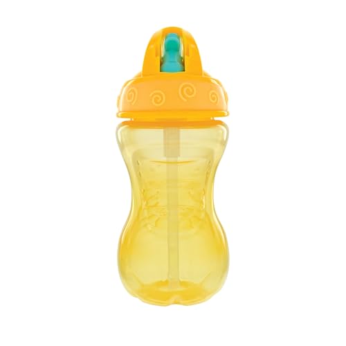 Nuby Flip-It Hard Straw Cups with Vari-Flo Straw - (2 Pack) 10 oz - Spill-Resistant - 12+ Months - Aqua/Yellow - color: Aqua & Yellow