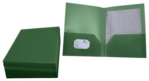 School Smart 2-Pocket Poly Folders, Green, Pack of 25 - color: Green, style: No Fasteners