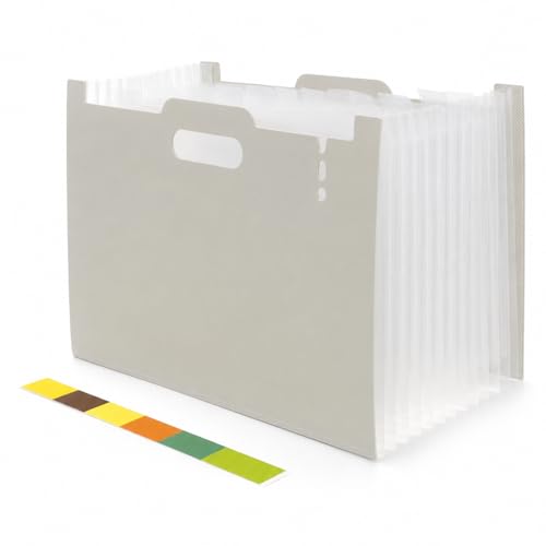 13-Slot Accordion File Organizer, Large Capacity Expanding File Folder, Plastic Document Organizer for Office Use, Letter Size File Holder for Desk Storage (White) - color: White