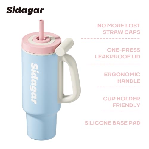 36oz Insulated Tumbler with Handle, Stainless Steel Water Bottle, Leak-Resistant Travel Coffee Mug with Push Button Lid, Cup Holder Friendly for Tea & Daily Use, Blue - color: Sea Salt Breeze