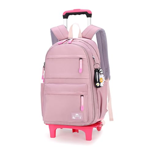 Rolling Backpack,Backpack with Wheels,Kids Roller Backpack for Girls Boys Travel Bag on Wheels Kids Trolley School Bag,Purple - color: A-purple Two Wheels, size: Two Wheels