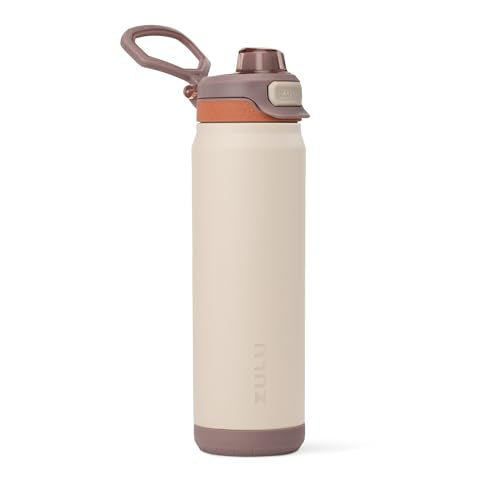 ZULU Powerfill Pro 24oz Stainless Steel Water Bottle with Quick Fill Lid, Triple Walled Vacuum Insulated Metal, Leak Proof Locking Lid, Sip and Chug, Reusable BPA Free, Driftwood - color: Driftwood, style: 24oz