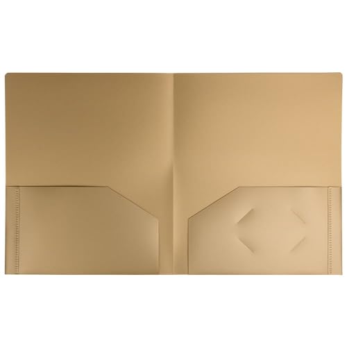 JAM PAPER Heavy Duty Plastic 2 Pocket Extra Tough School Folders - Gold - 3/Pack - color: Gold, size: 3 Per Pack