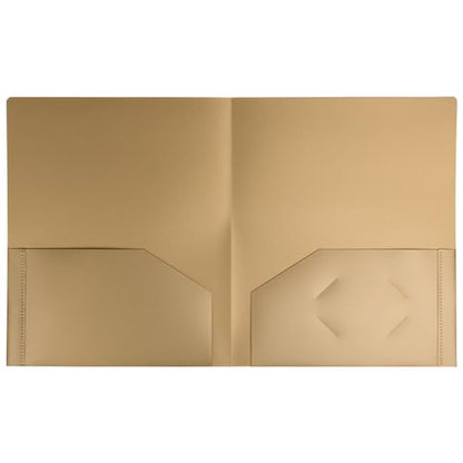 JAM PAPER Heavy Duty Plastic 2 Pocket Extra Tough School Folders - Gold - 3/Pack - color: Gold, size: 3 Per Pack