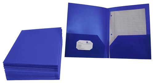 School Smart 2-Pocket Poly Folders, Blue, Pack of 25 - color: Blue, style: No Fasteners