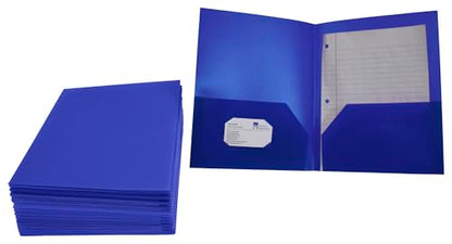 School Smart 2-Pocket Poly Folders, Blue, Pack of 25 - color: Blue, style: No Fasteners