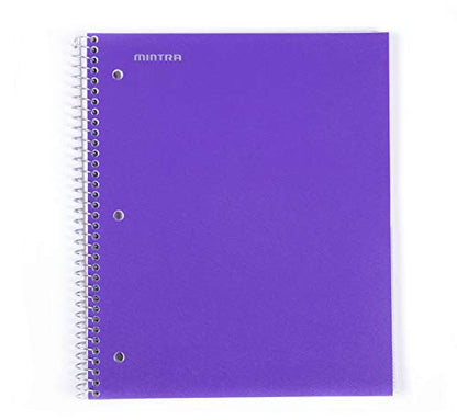 Mintra Office Durable Spiral Notebooks, 1 Subject, (Teal, Purple, White, College Ruled 3 Pack), 100 Sheets, Poly Pocket, Moisture Resistant Cover, School, Office, Business, Professional - color: aTeal, Purple, White, size: College Ruled 3pk