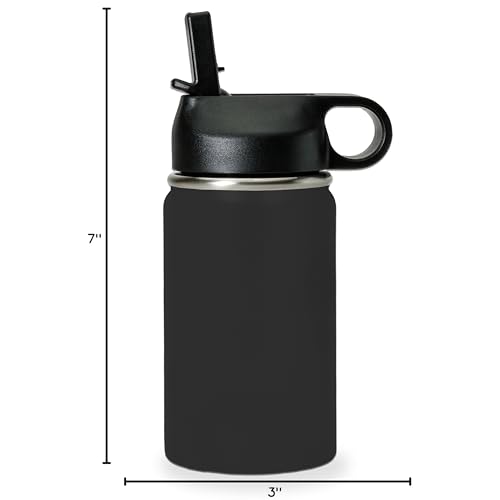 LaserGram Personalized Water Bottle, Grad Cap Class of 2023, 2024, 2025, 2026, 2027, Stainless Steel Double Wall Vacuum Insulated with Flip Top Straw, Custom Engraved Gift (12oz / 335ml Black) - color: Black, size: 12 Ounces