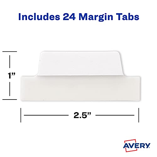 Avery Margin Ultra Tabs, 2.5" x 1", 2-Side Writable, White, 24 Repositionable Page Tabs (74789) - size: 24 Count (Pack of 1)