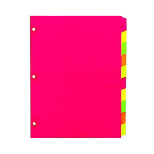 Pukka Pad 10 Part Dividers – 1 Pack of 10 Tabbed Set for 3-Ring Binder, Page Separators for Home, Office, School Organization – 8.5 x 11 Inches – Neon Colors