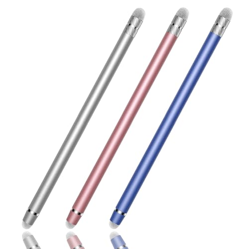 Stylus Pen for Touchscreen,2-in-1 High Sensitivity Stylus | Suitable for iPad/iPhone/Android Tablets,Compatible with Touch Screen Devices(3 Stylus-Silver/Blue/Rose Gold) - color: Silver/Blue/Rose Gold