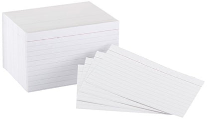Amazon Basics Heavy Weight Ruled Index Cards for Studying and Note Taking, White, 3" x 5", 300 Count (Pack of 3) - size: 100 Count (Pack of 3), style: Ruled, 3x5, 300 Count
